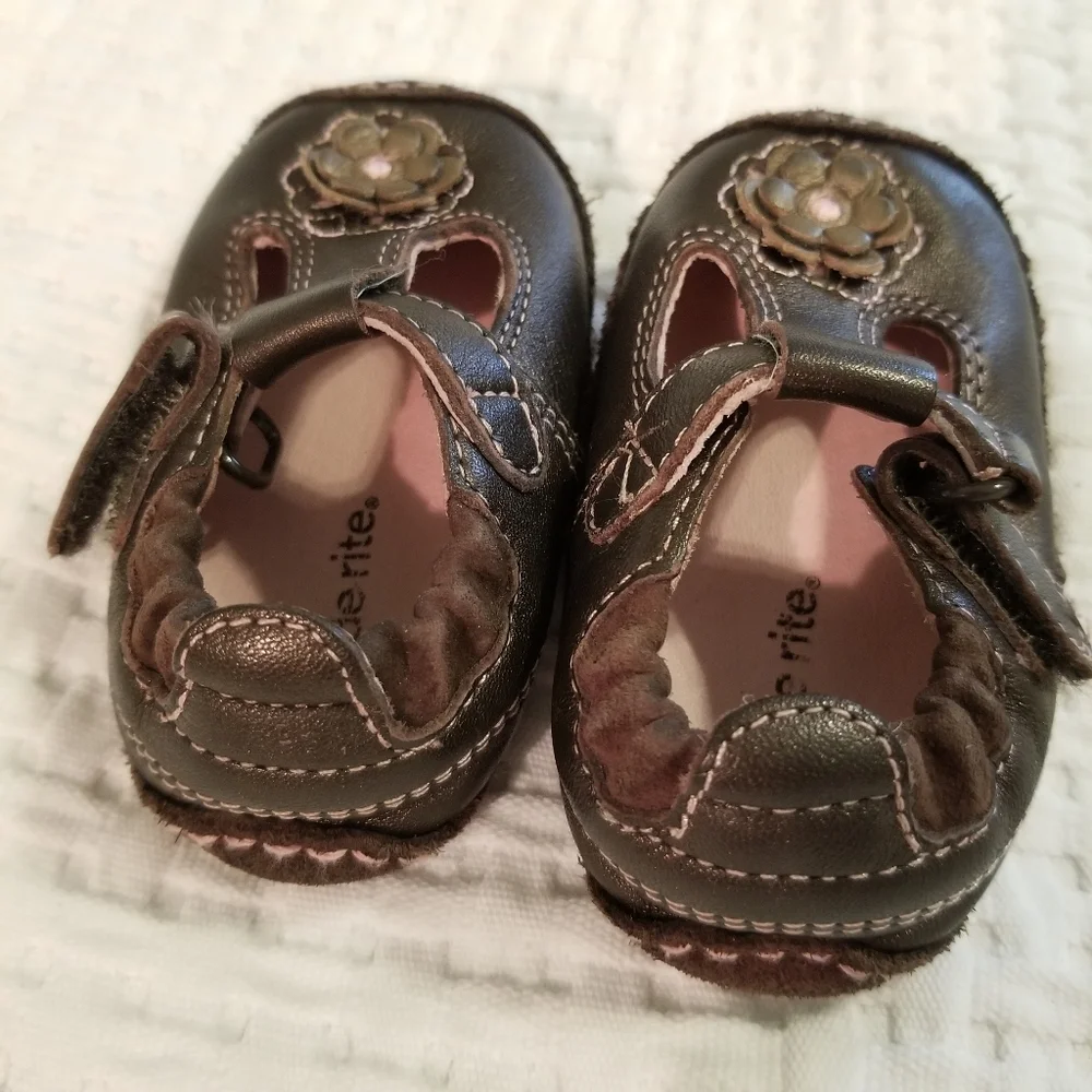 Stride Rite First Walkers Brown Flower Shoes
